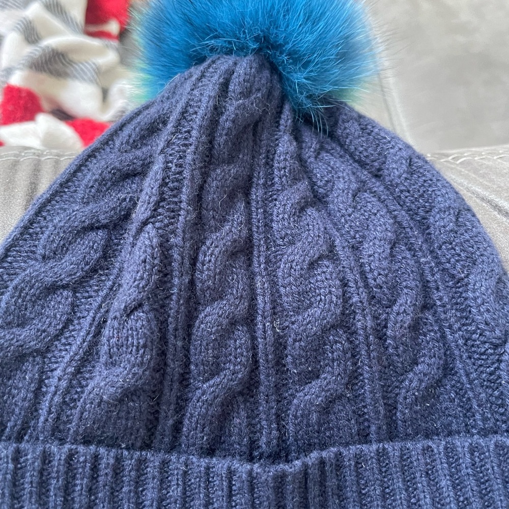 Burberry beanie hat with fuzzball on top